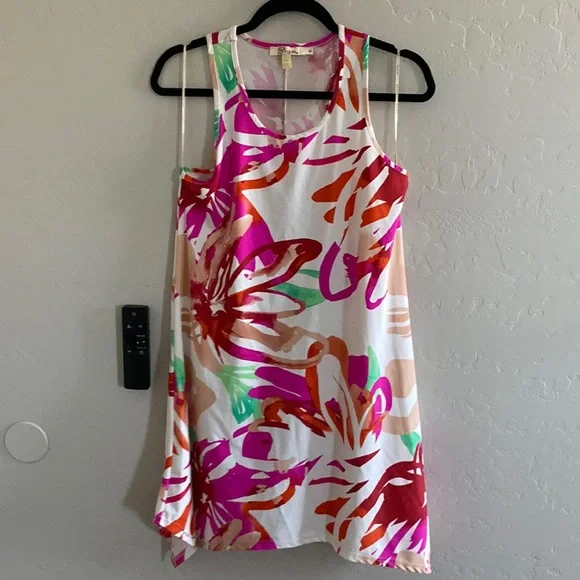 Aryeh Floral Sleeveless Asymmetrical Short Tank Dress Size Small - Picture 4 of 12